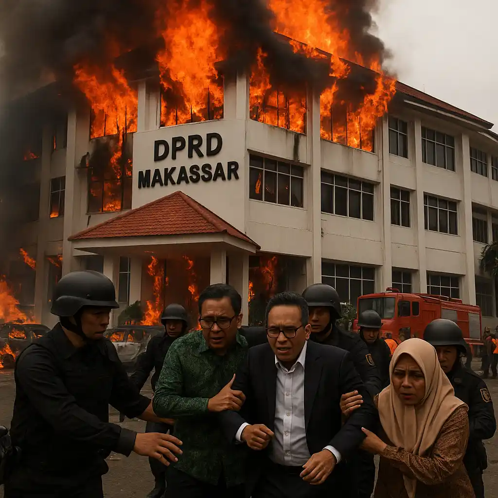 DPRD Makassar Terbakar, Pejabat Dievakuasi Saat Paripurna