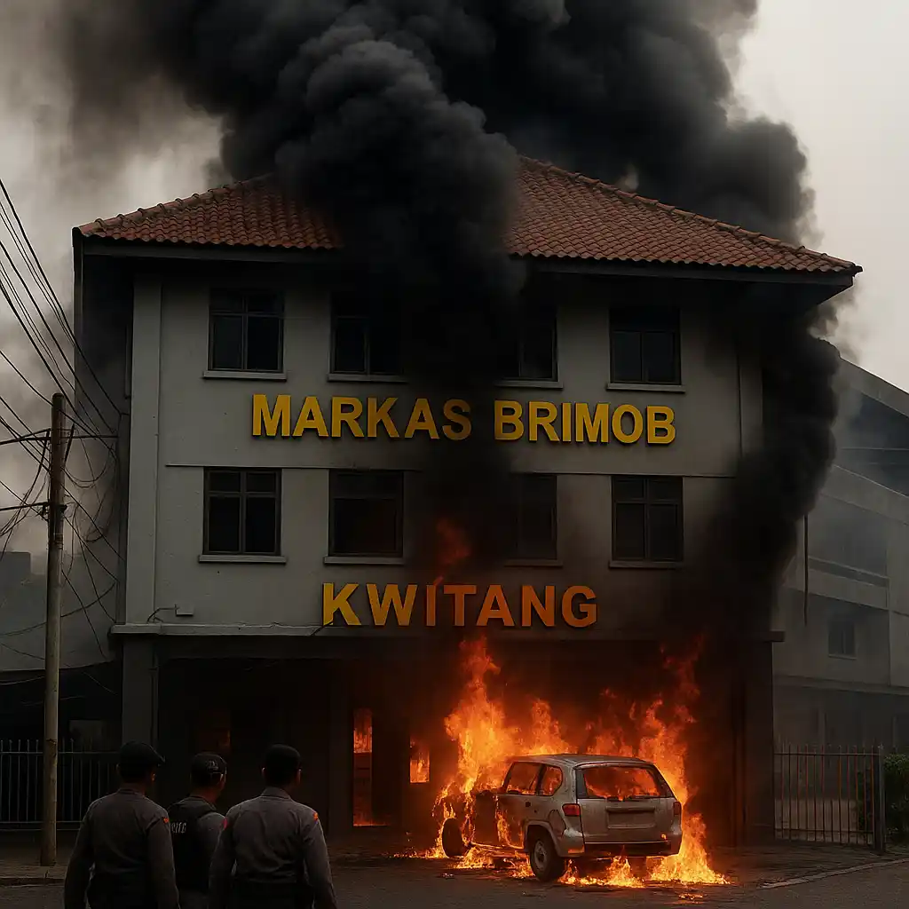 Markas Brimob Kwitang Dibakar Massa, Asap Tebal Membubung